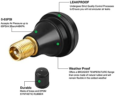 CDWTPS TR412 ventil za gume, gumeni kratki kratki crni ventil za gume za cijev od 0,453 inča 11,5 mm