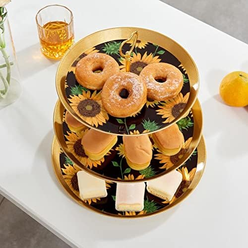 3-tier cupcake štand suncokreta za zabavu Party Food poslužitelj za prikaz ploča za desertna