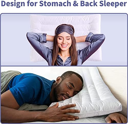 Royalay ultra tanki jastuk za spavanje u stomaku i leđa - 2,75 inča Tanak tanki ravni jastuk-ekran-ekran sa niskim dizajnerskim brojem niskog profila za usklađivanje grlića materice i dublju san-18 x36