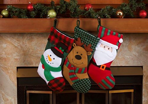Imperial Home Božićne čarape, Slatki dekor za odmor, držač igračaka Santa, Santa, čarapa za jelenje i snjegovića, Xmas Party Decoctions, Kamin Viseći dekor, Porodica 3 PC set, 18 izvezena
