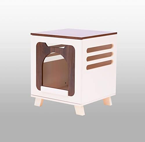 Teamson Pets Elyse uzdignuta Drvena kutija za otpatke za mačke & amp ;Pomoćni sto sa rupama za odzračivanje, Mocha