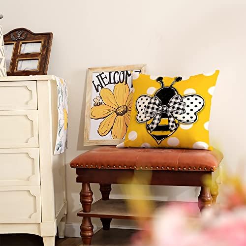 Geeory Ljeto bacanje jastuka za bacanje 18x18 inča pčele polka tačake za kauč za kauč za kauč