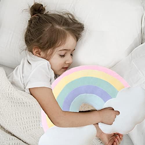 Benekiy Rainbow Jastuk 21 '' Plish Rainbow Cloud Cloud Plutna jastuka u obliku putne jastuk mekani punjeni