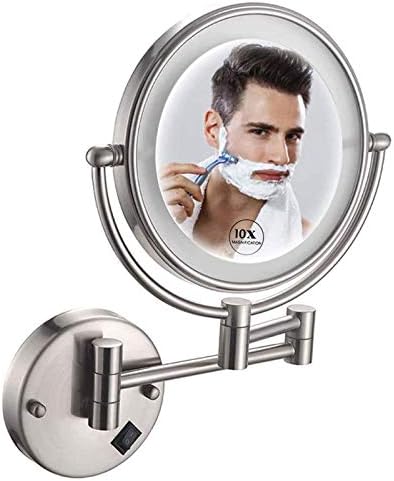Lianxiao-ogledalo za šminkanje 10x, dvostrano ogledalo za šminkanje 8 inča ogledalo za šminkanje sa Led svjetlima, 360 rotacija za šminkanje, USB Punjivo