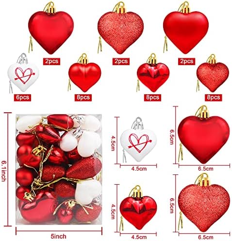 36kom Valentinovo u obliku srca ornamenti sa 2 veličine - Valentines srce dekoracije-crveno bijelo srce u