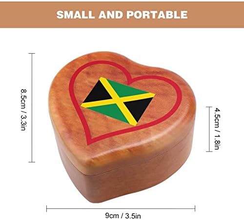 Volim Jamajka Crveno srce Drvo Muzička kutija Vintage Wind up Musical Boxes Poklon za božićni rođendan Valentinovo