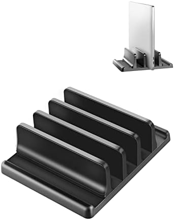 EAXBUX 3-utor za vertikalni nosač laptopa, podesiv ABS plastični stolni priključni za notebook, vertikalni prijenosni špel za spašavanje prostora za sve MacBook / površinska / Samsung / CHOM knjigu