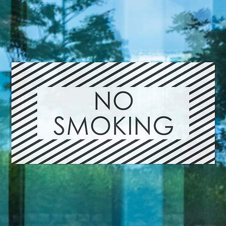 CGsignLab | Ne pušenje -Stripes bijela prozor Cling | 24 x12