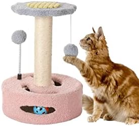 JIXIANGDOG mačka grebalica za mačke grebalica za mačke u zatvorenom prostoru prirodne mačke prekrivene sisalom igračka za grebanje s interaktivnim kuglicama za stazu i mekom lopticom za mačiće i odrasle mačke