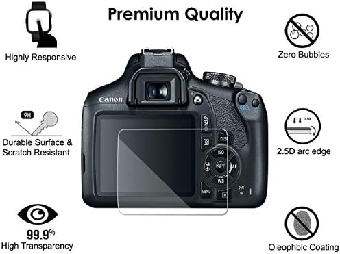 [3-pakovanje] Zaslon od kaljenog stakla za Canon EOS Rebel T7 T6 T5 1300D 1200D 1500D KISS X70