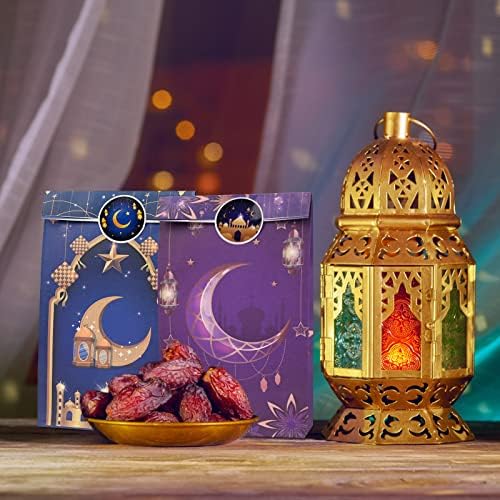 Ramadan poklon torbe sa naljepnicama, 12 komada 2 stila EID MUBARAK papir Party Bagerity Bager sa naljepnicama