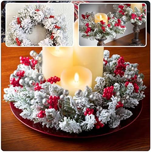 Aboofan Božić Candle Rings umjetni Red Berry Bor igle svijeće vijence Božić svijećnjak vijenac za Božić večeru stol ukras