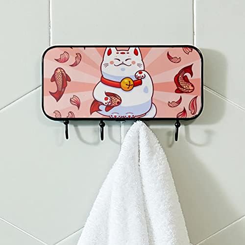 Držač ručnika Lyetny Zidni nosač za ručnik kupatilo dekor ogrtač ogrtač Japan Crtani Lucky Cat Catch Pink Carp Fish Bath ručnik Hanger Organizer