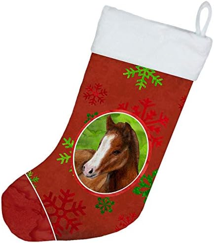 Caroline's bys sb3120-cs konjsku kavu crvene snježne pahulje praznične božićne čarape, kamin viseći čarape Božićna sezona zabava Dekor Obiteljski odmor,