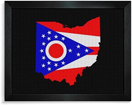Zastava karta Ohio Diamond painting Kits okvir za slike 5D DIY Full Drill Rhinestone Arts zidni dekor za