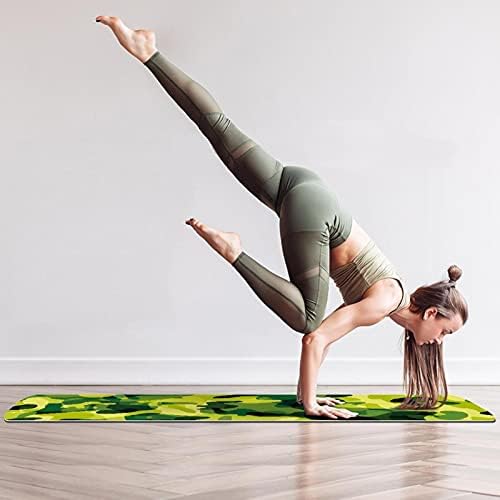 Debela neklizajuća Vježba & amp; fitnes 1/4 prostirka za jogu sa žutim zelenim maskirnim uzorkom apstraktni Print za Yoga Pilates & Vježba fitnesa na podu