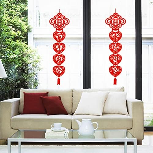 SEWACC 2 kom Kineski Kupleti netkana tkanina dekoracija za vjenčanje znak trijema crveni kineski znak Ulazna vrata dvostih za papir izrezana umjetnost za sobu za vjenčanje Zidna dekoracija