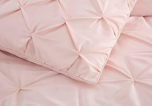 Chezmoi kolekcija Berlin Blush Pinch Pleat Twin Comforter Set 2-komadni mekani pintuck lagana cijela sezona Posteljina za posteljinu od mikrofijana