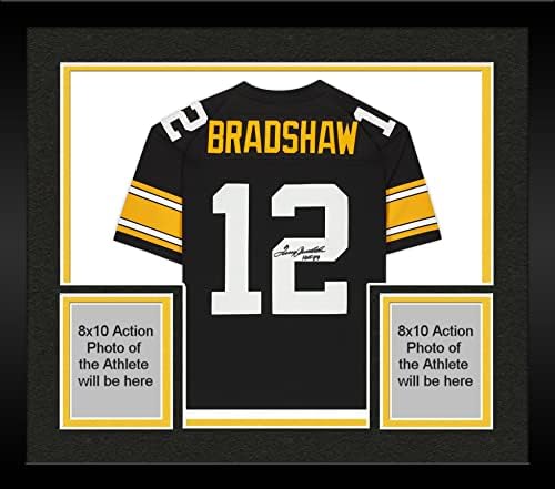 Uokvireno Terry Bradshaw Pittsburgh Steelers Autografirani mitchell & Ness bacač bacanja Crna