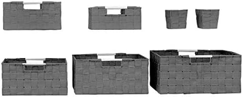 Sorbus kutija za odlaganje utkana košara za kanta za kanta za kanta za kocku Set za skladištenje za skladištenje ugrađenim remenom Organizator ugrađenih ručica