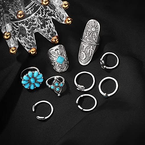Nurziy Vintage Style set prstenjaka koji se može slagati, pretjerani 9 kom zajednički prsten Set za žene,ugravirati