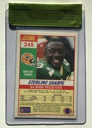 Sterling Sharpe potpisao 1990. Green Bay Packers Fudbal Beckett COA - NFL autogramirani nogometne karte
