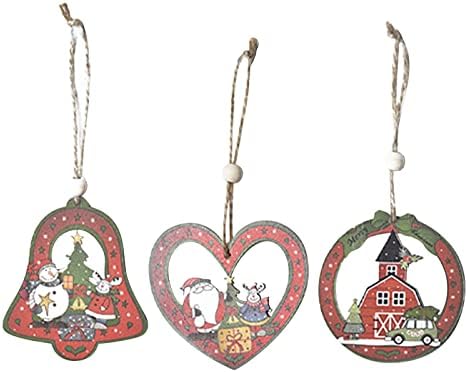 Božićni ukrasi drveni višeslojni božićni drhti privjesak kreativni božićni ukrasi viseći zvono za vrata
