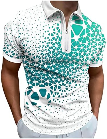 Ruiruilico 3D print polo majice za muškarce kratkih rukava zip vrat T majice Summer Ležerne