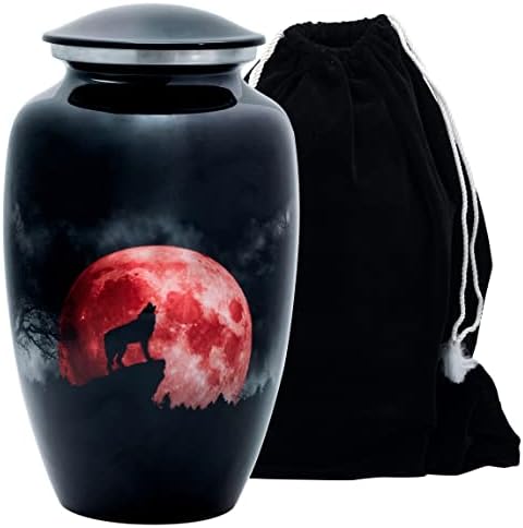 Wolf Keepsake kremacija urna za ljudski pepeo | dekorativna urna sa poklopcem & amp; baršunasta torba