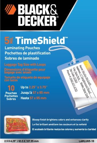 Black + Decker Timeshield torbice za termalno laminiranje, id značka sa kopčama, 5 mil - 100 pakovanje