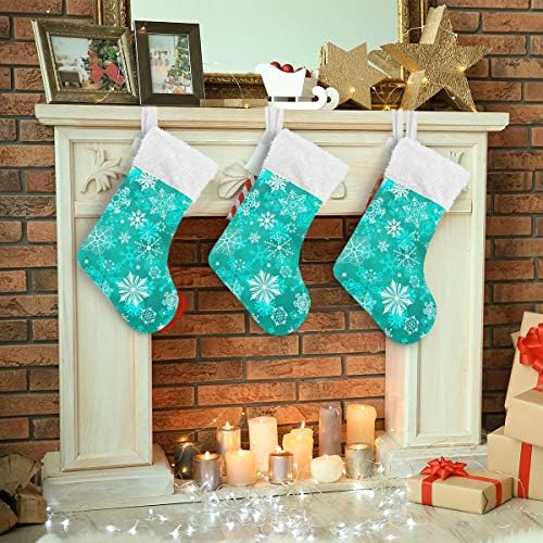 Alaza Božićne čarape Snowflake Classic Personalizirani veliki ukrasi za skladištenje za obiteljski odmor Sezona Party Decor 1 Pack, 17.7 ''