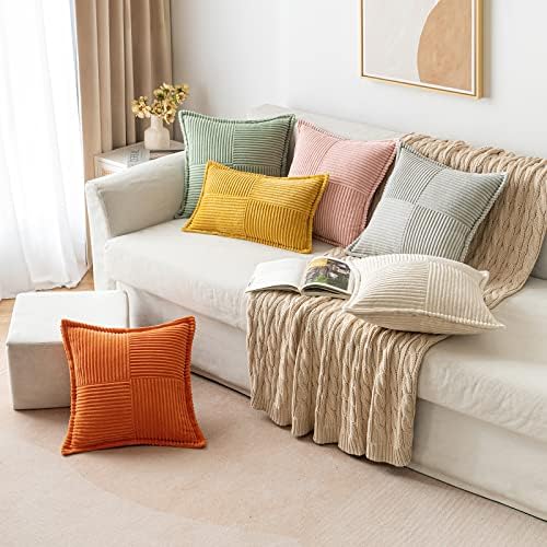 Miulee navlake za jastuke od Sumota sa setom za spajanje od 2 Super meke Boho prugaste navlake za jastuke široke strane dekorativni teksturirani jastuci za Spring Couch Cushion dnevni boravak 18 x 18 inča, bež