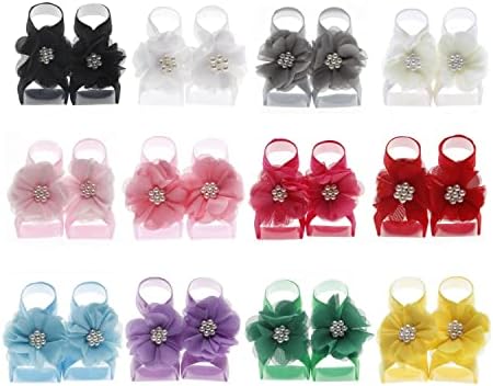 Nishine 12 pari djevojčica čvrsti cvijet šifona bosonoge sandale novorođene perle cvjetna sandala za