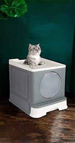 TJLSS kutije za smeće za mačke sklopiva kutija za smeće dolazi sa gornjim ulazom zatvorena posuda za mačke sa ladicom toalet za kućne ljubimce protiv prskanja
