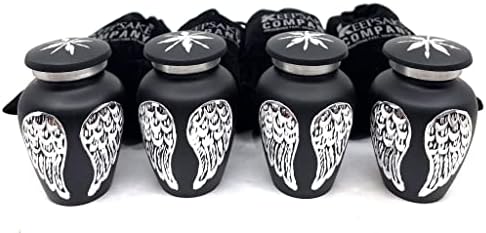 Crne male urne za ljudski pepeo - Anđeoska krila mini urne za ljudski pepeo - kremiranje urne za pepeo - Držači pepela za ljudski pepeo - URN - URN