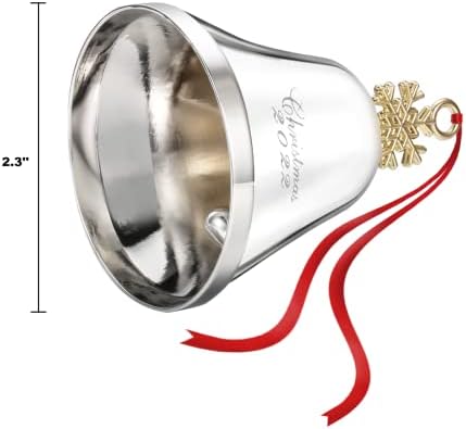 Božićno zvono 2022, godišnje Božićno zvono, Ornament srebrnog zvona za Božićne dekoracije, ukras zvona za Božićnu godišnjicu, godišnje zvono sa 2 trake