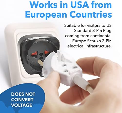 Orei Europe do US Plug adaptera, uzemljena europskom adapterom USA, američki outlet utikač, EU na