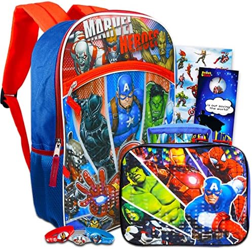 Avengers ruksak sa setom kutija za ručak - Avengers ruksak za dječake 8-12 paket sa Avengers ruksakom, Avengers kutija za ručak, naljepnice | više / Avengers školski ruksak