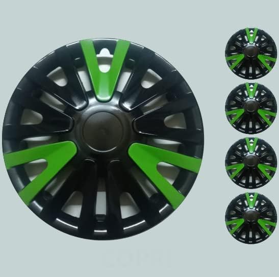 Coprit set poklopca od 4 kotača 14 inčni crno-zeleni Hubcap Snap-on fits mercedes