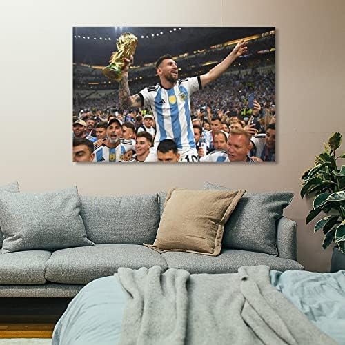 2022 Poster Svjetskog kupa u fudbalu u Kataru Argentina Messi svjetski prvak za dječake dekorativna umjetnička slika poklon slikarstvo na platnu zidni umjetnički Poster za spavaću sobu dekor dnevne sobe 24x36inch Unframe-