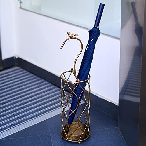 SMQLJXC kišobran stalak, držač zlatnog okruglog kišobrana za ulaz, držač za hodanje u kanti, metalni ulaz hodnik za kuhar za kućnu kancelariju, s urednim urednim uredma, s uklonjivim nosačem