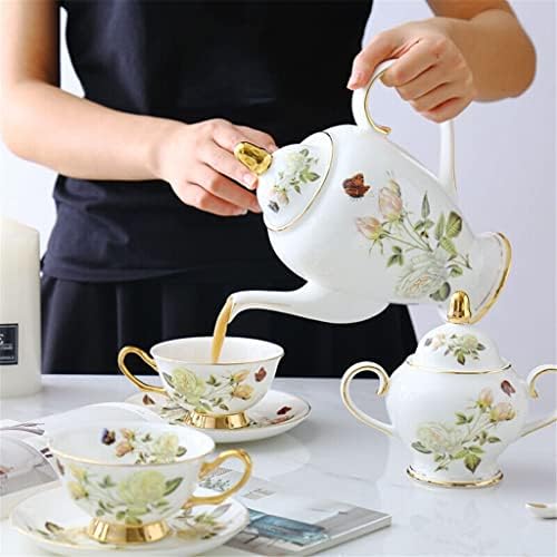 Lkyboa Rose Bone Kina Tea set za čaj Engleski porculan čaj za čaj od keramičkih krema za krem ​​šećer