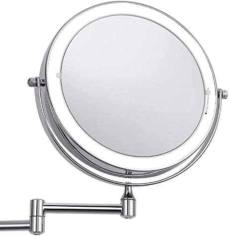 Zaahh ogledalo od vanity ogledalo 8-inčno zidno montirano ogledalo, preklopno ogledalo LED vanity Dvostrano sa ogledalom za odvajanje taksim tablice za tablice kozmetičko ogledalo