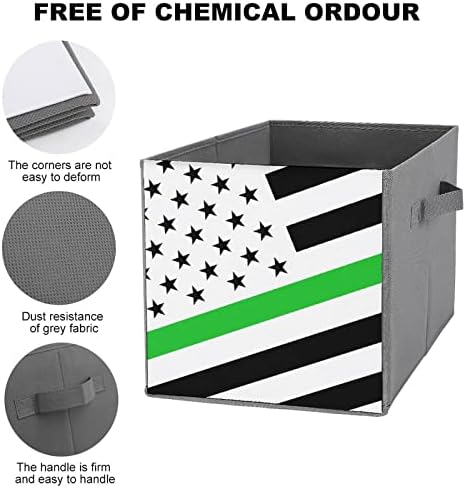 Zelena tanka linija za zastavu PU kožnih uvlačiva za skladištenje Canvas Cube Organizator košara sa ručkama