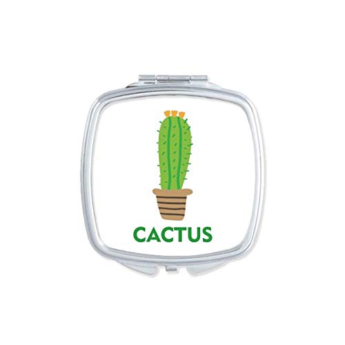 Zeleni Kaktusi Sukulenti U Saksiji Ogledalo Prijenosni Kompaktni Džepni Makeup Dvostrano Staklo