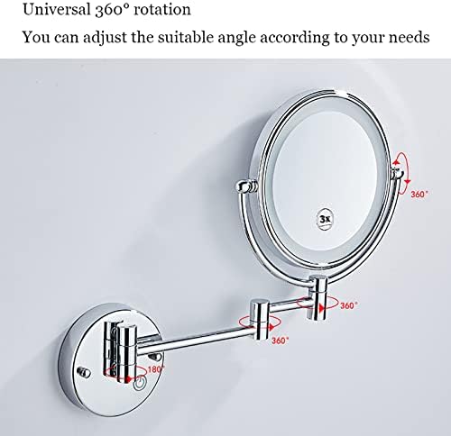 EDOSSA LED ogledalo za šminkanje sa svjetlima i 10x uvećanjem ogledalo za ispraznost zidno okruglo dvostrano uvećanje ispraznosti sa okretnim 360° Produžno ogledalo za šminkanje crno tvrdo ožičeno (boja: ruža