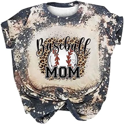 Baseball mama mami za žene Vintage grafička mama uznemirena majica s kratkim rukavima O-izrez