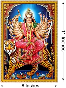 999store Durga Maa Photo Painting sa okvirom za fotografije za hram / Mandir Durga Wall Décor