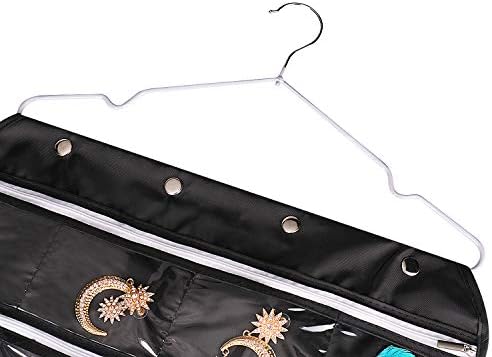 Flexzion Viseći nakit Organizator - crna 56 džepova sa patentnim zatvaračem, dvostruka strana