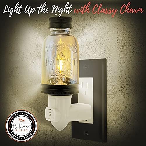 Rustikalna LED Mini Mason Jar noćna lampa u crnoj boji/senzor za automatsko uključivanje / isključivanje